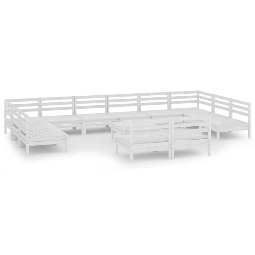13 pcs conjunto lounge de jardim pinho maciço branco Fácil Manutenção