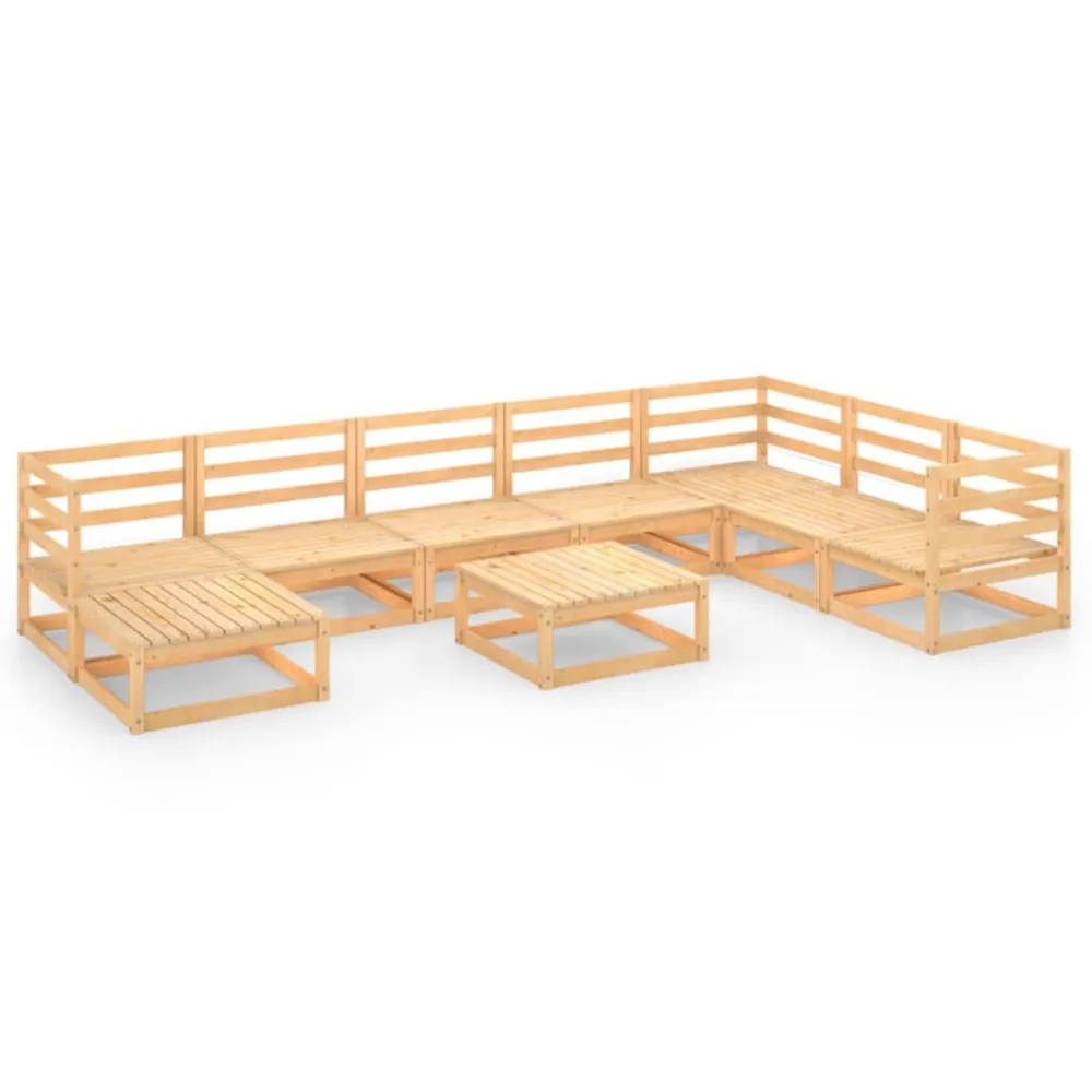 9 pcs conjunto lounge de jardim pinho maciço com Guarda-sol Incluso
