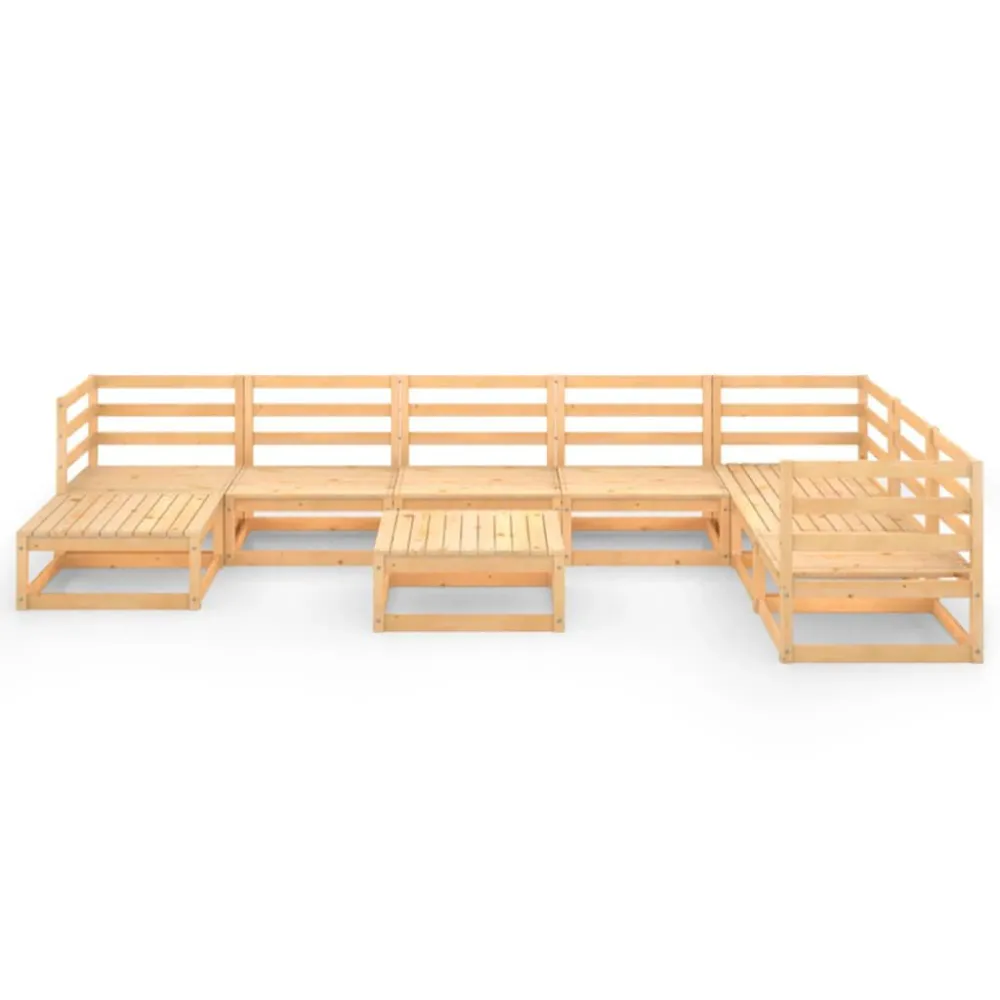 9 pcs conjunto lounge de jardim pinho maciço com Guarda-sol Incluso