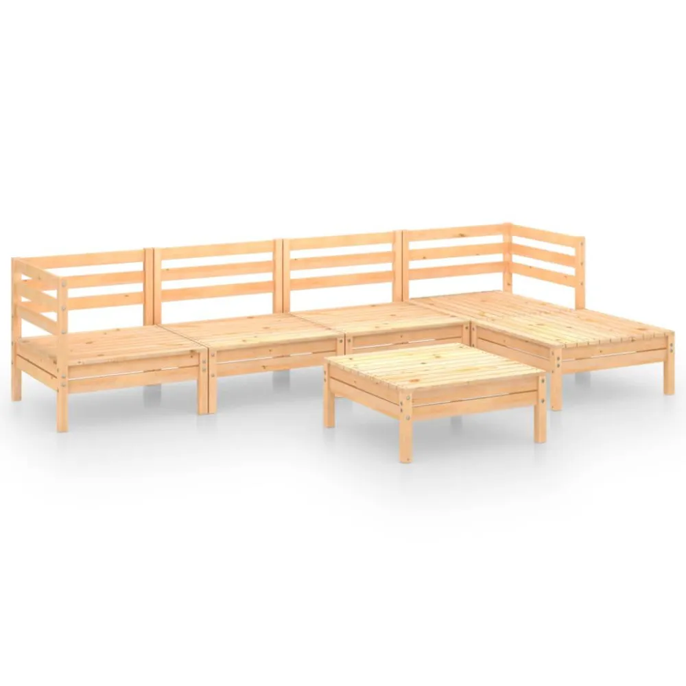6 pcs conjunto lounge de jardim pinho maciço com Almofadas Incluídas