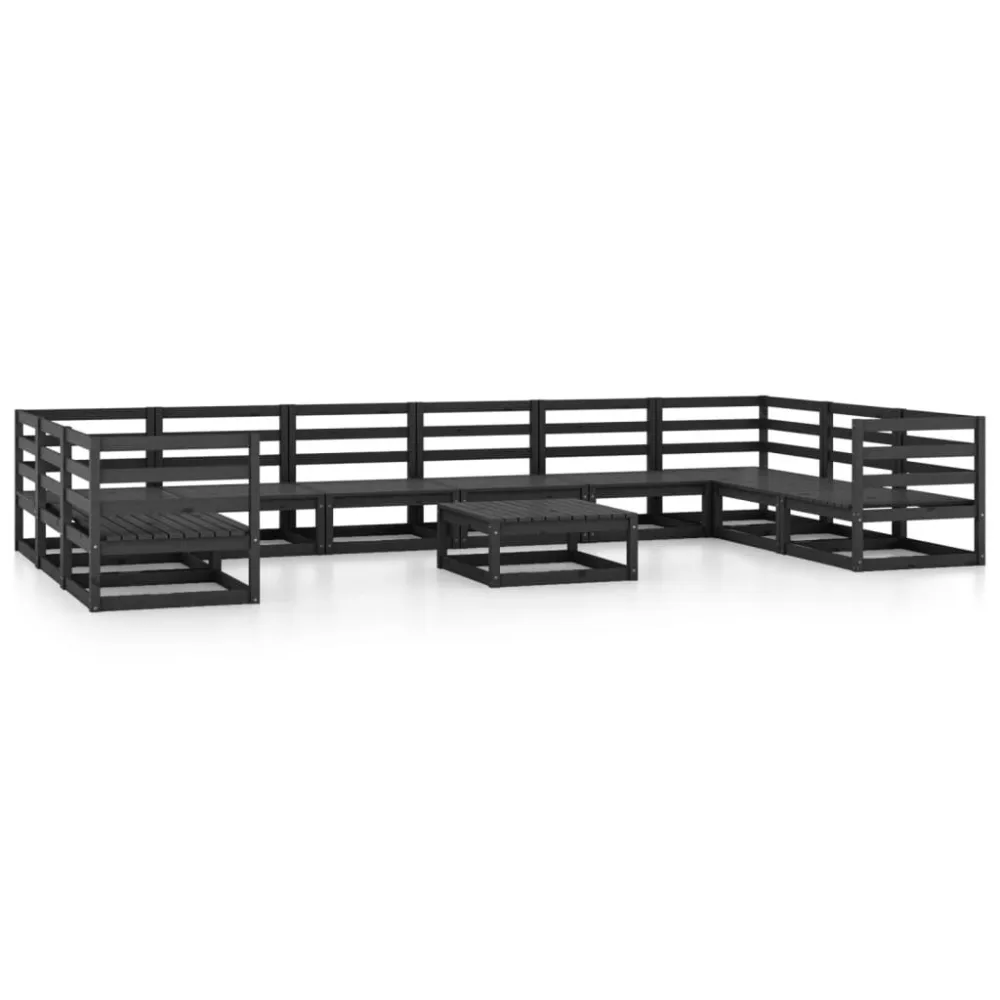 11 pcs conjunto lounge de jardim pinho maciço em Alumínio e Vidro