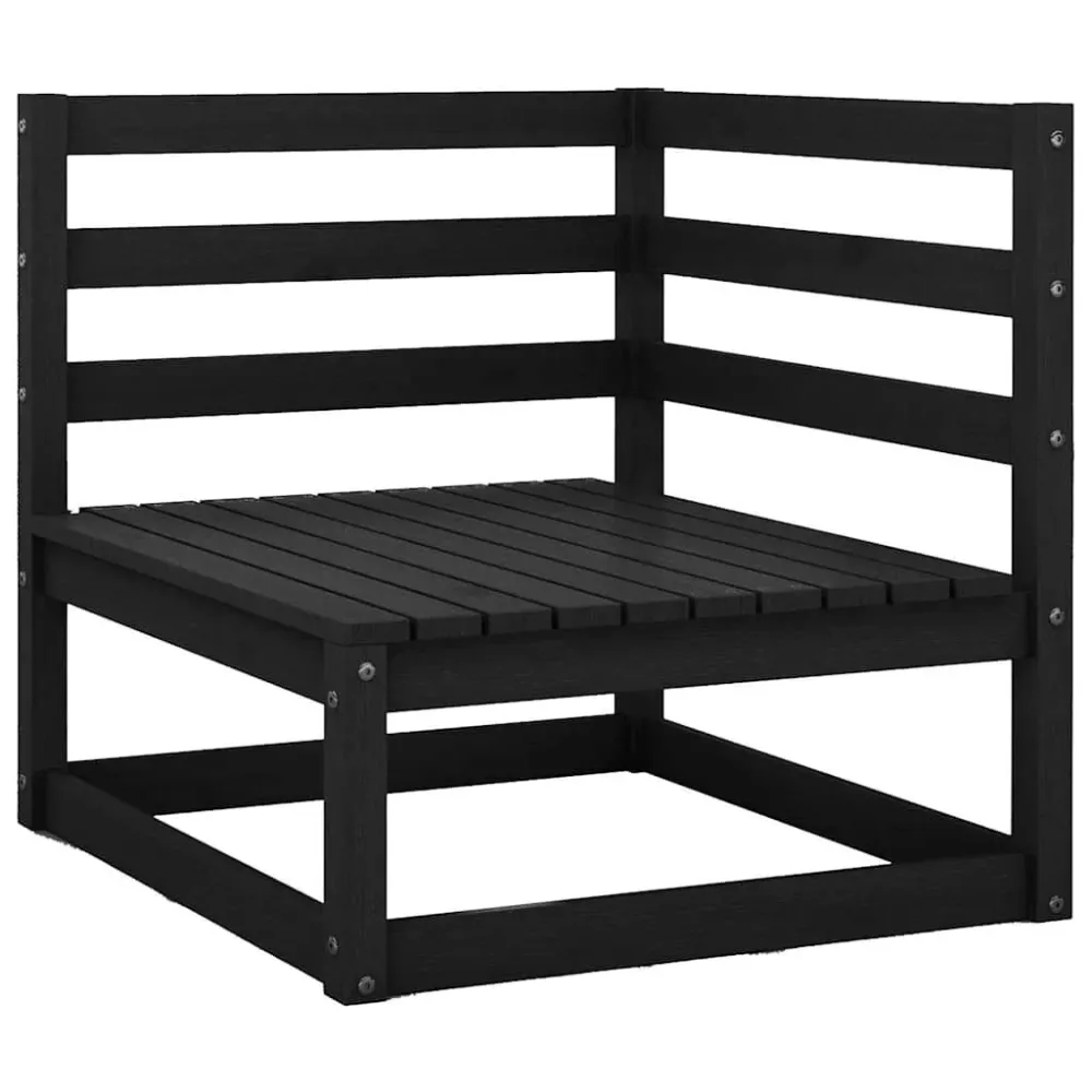 10 pcs conjunto lounge de jardim pinho maciço preto em Tecido Outdoor