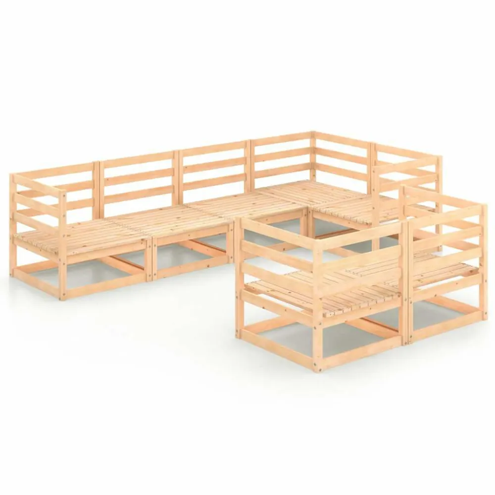 7 pcs conjunto lounge de jardim pinho maciço para Áreas de Lazer