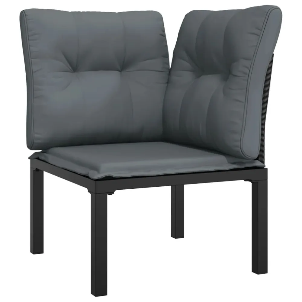 7 pcs conjunto lounge de jardim vime PE preto e cinzento com Almofadas à Prova D'água