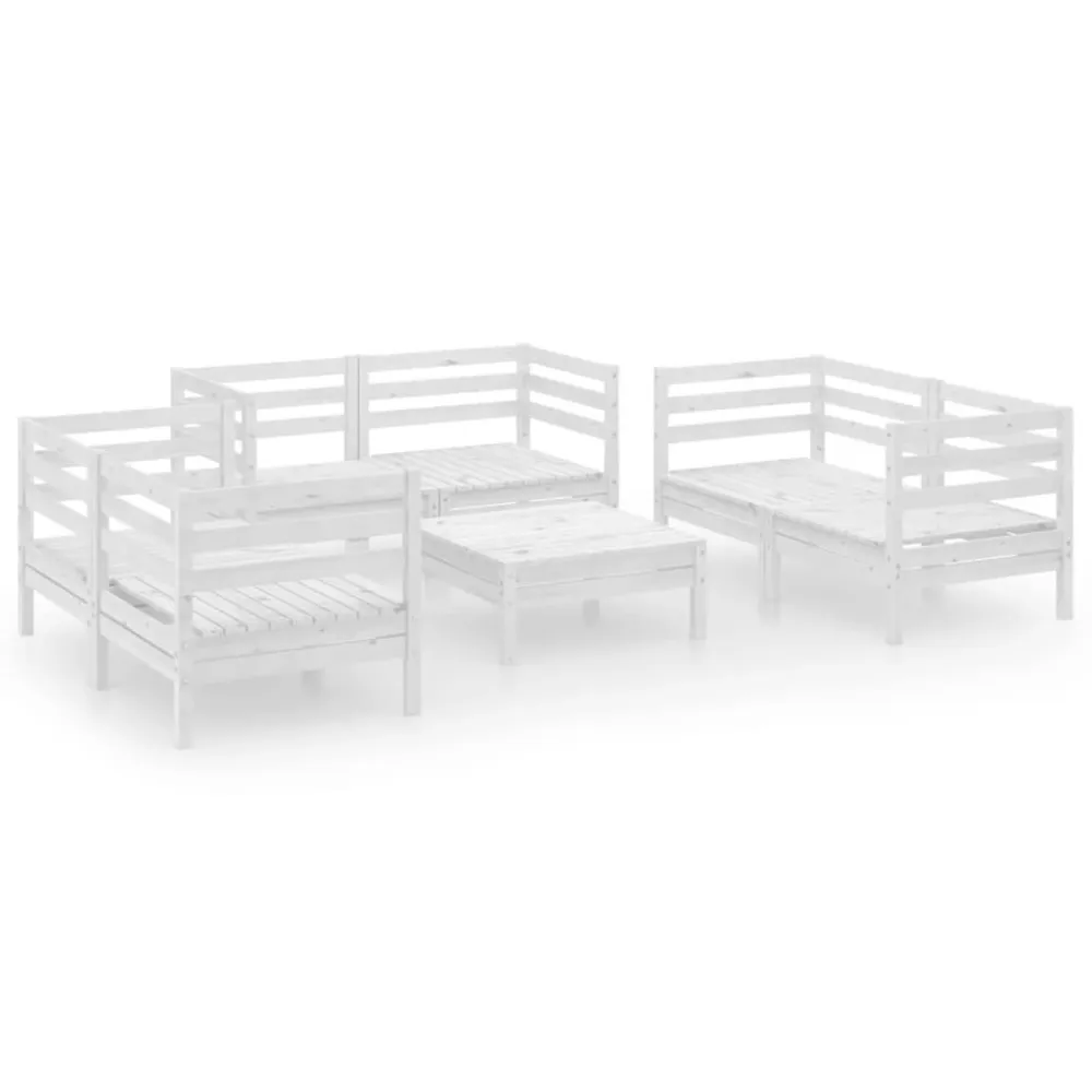 Resistente à Intempérie 7 pcs conjunto lounge de jardim pinho maciço branco