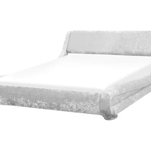 Cama de casal em veludo prateado 180 x 200 cm AVIGNON para Cama de Casal