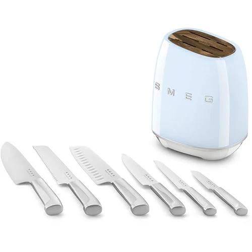 Bloco + 6 Facas Smeg KBSF02PB - Azul