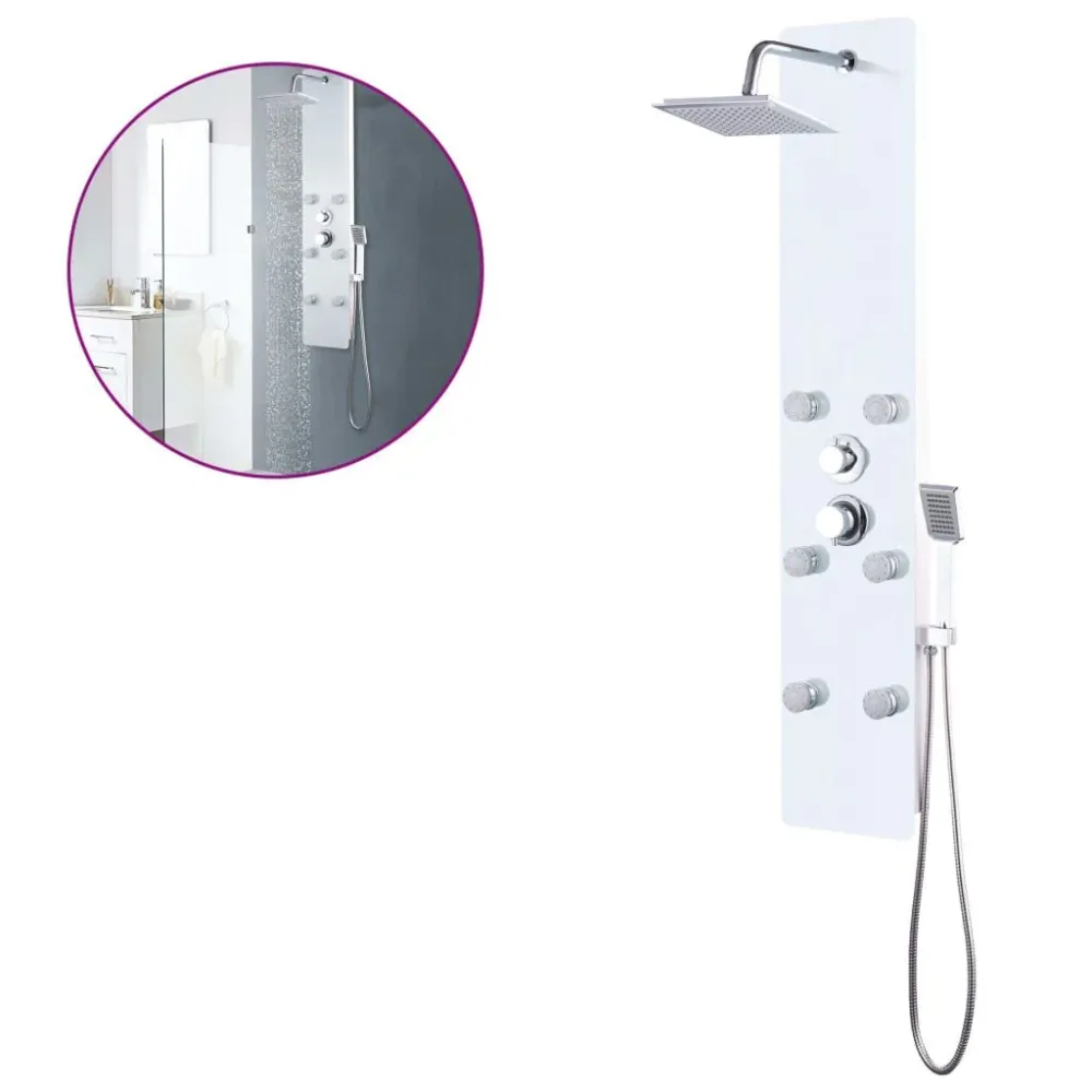 Coluna de duche em vidro 25x44,6x130 cm branco para Uso Exterior