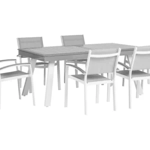Conjunto Completo para Conjunto de jardim em alumínio mesa e 6 cadeiras cinzentas PERETA