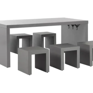 Conjunto Completo para Conjunto de jardim de betão mesa em forma de U e 6 bancos cinzento TARANTO