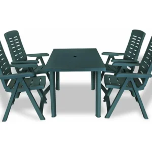 Conjunto de Exterior em Conjunto de jantar de exterior 5 peças plástico verde