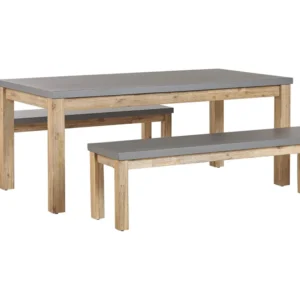 Conjunto de Exterior em Conjunto de jardim para 6 com mesa e 2 bancos em betão cinzento OSTUNI