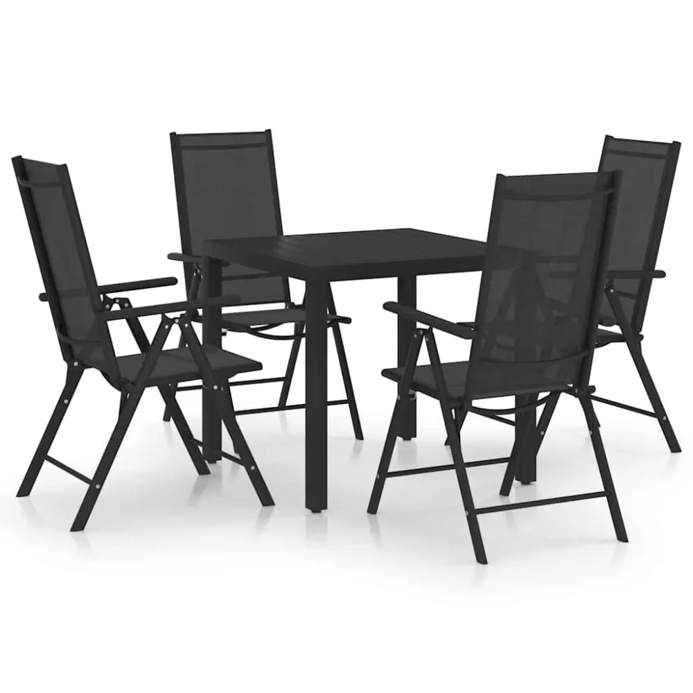 Conjunto de Exterior em 5 pcs conjunto de jantar para jardim alumínio preto