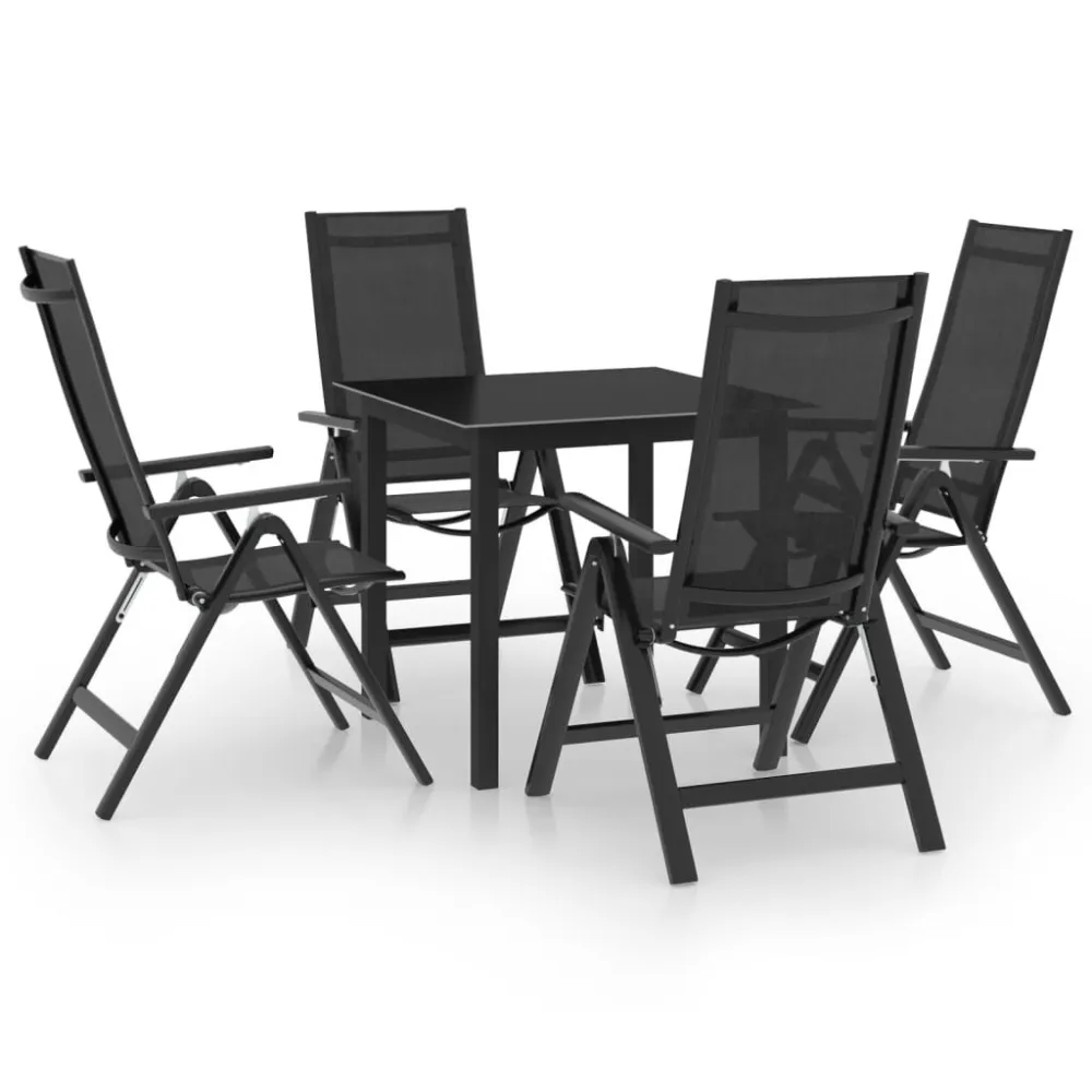 Conjunto de Exterior em 5 pcs conjunto de jantar para jardim alumínio antracite