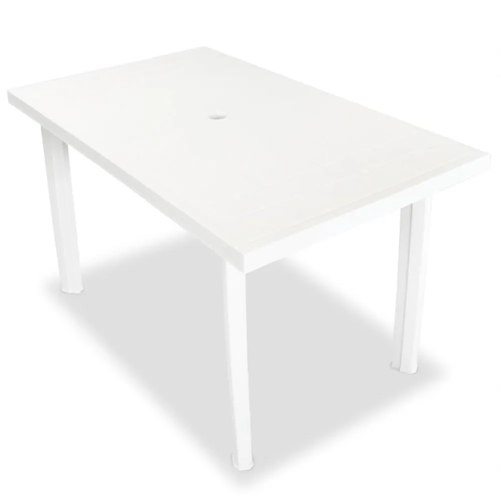 Conjunto de jantar de exterior 7 pcs plástico branco com Almofadas à Prova D'água