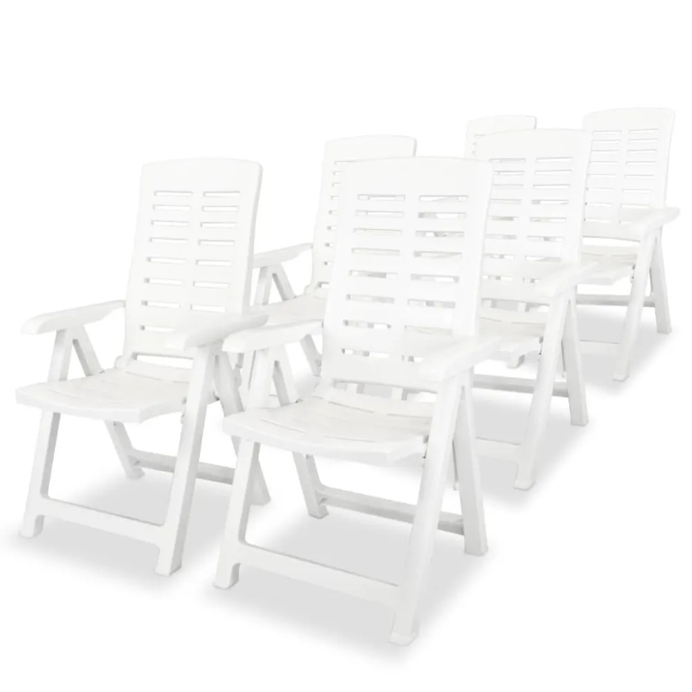 Conjunto de jantar de exterior 7 pcs plástico branco com Almofadas à Prova D'água