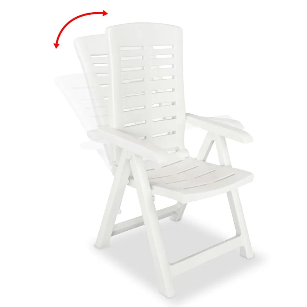 Conjunto de jantar de exterior 7 pcs plástico branco com Almofadas à Prova D'água