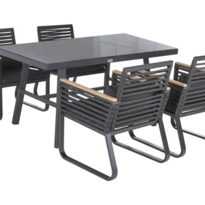 Conjunto de Jantar para Conjunto de jardim preto com 4 lugares CANETTO