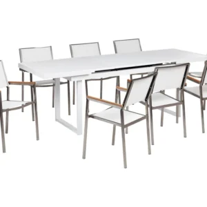 Conjunto de Jantar para Conjunto de refeição de jardim 8 lugares em alumínio branco VALCANETTO/GROSSETO