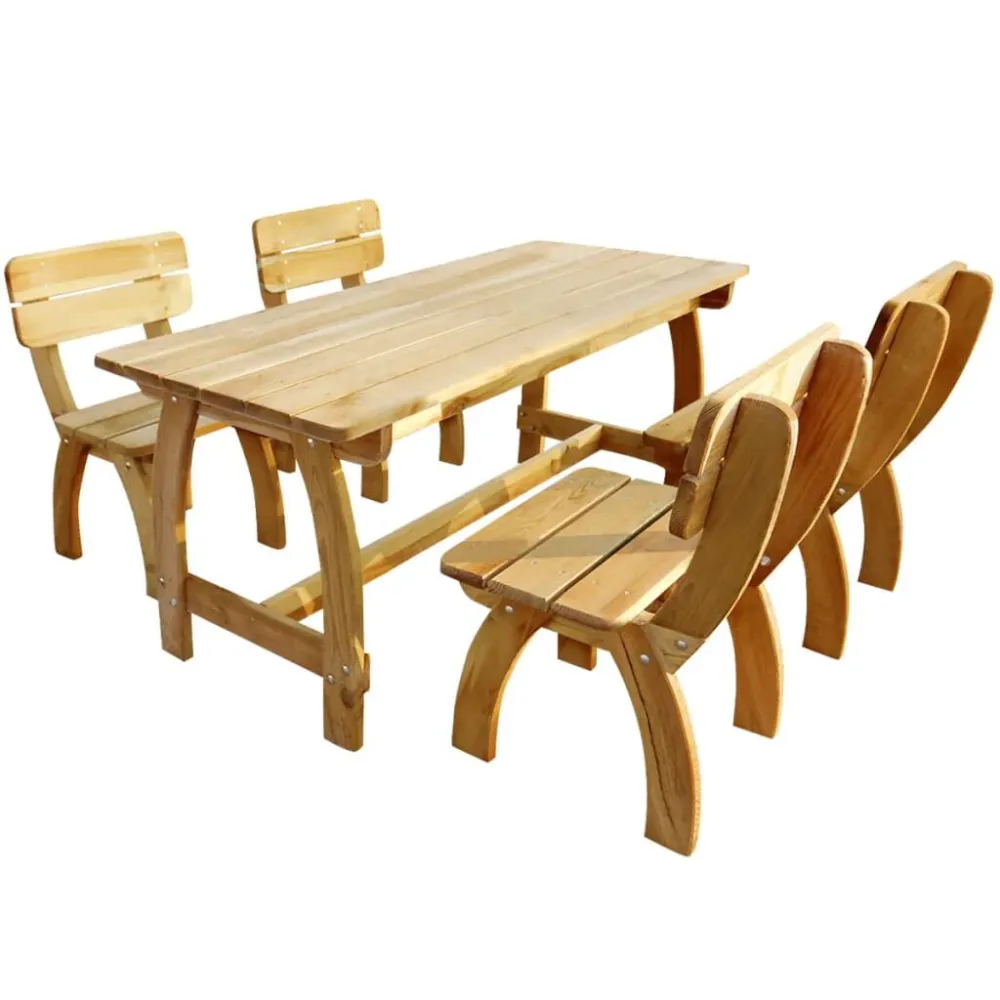 Conjunto de jantar para ext. 5 pcs madeira de pinho impregnada em Tecido Outdoor