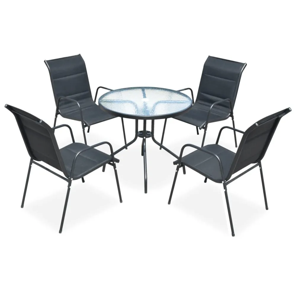 Conjunto de jantar para jardim 5 pcs 80x71 cm ço preto Fácil Manutenção