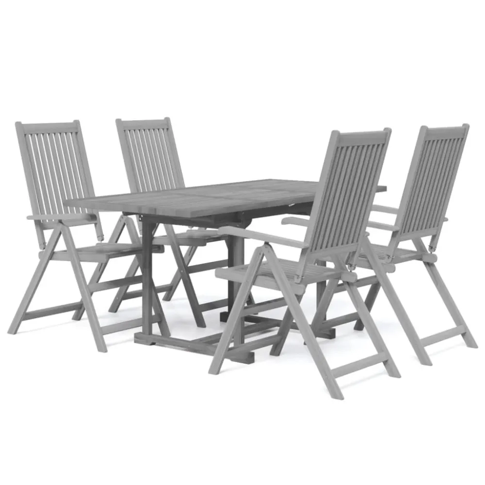 Conjunto de jantar para jardim 5 pcs madeira de acácia maciç com Almofadas à Prova D'água