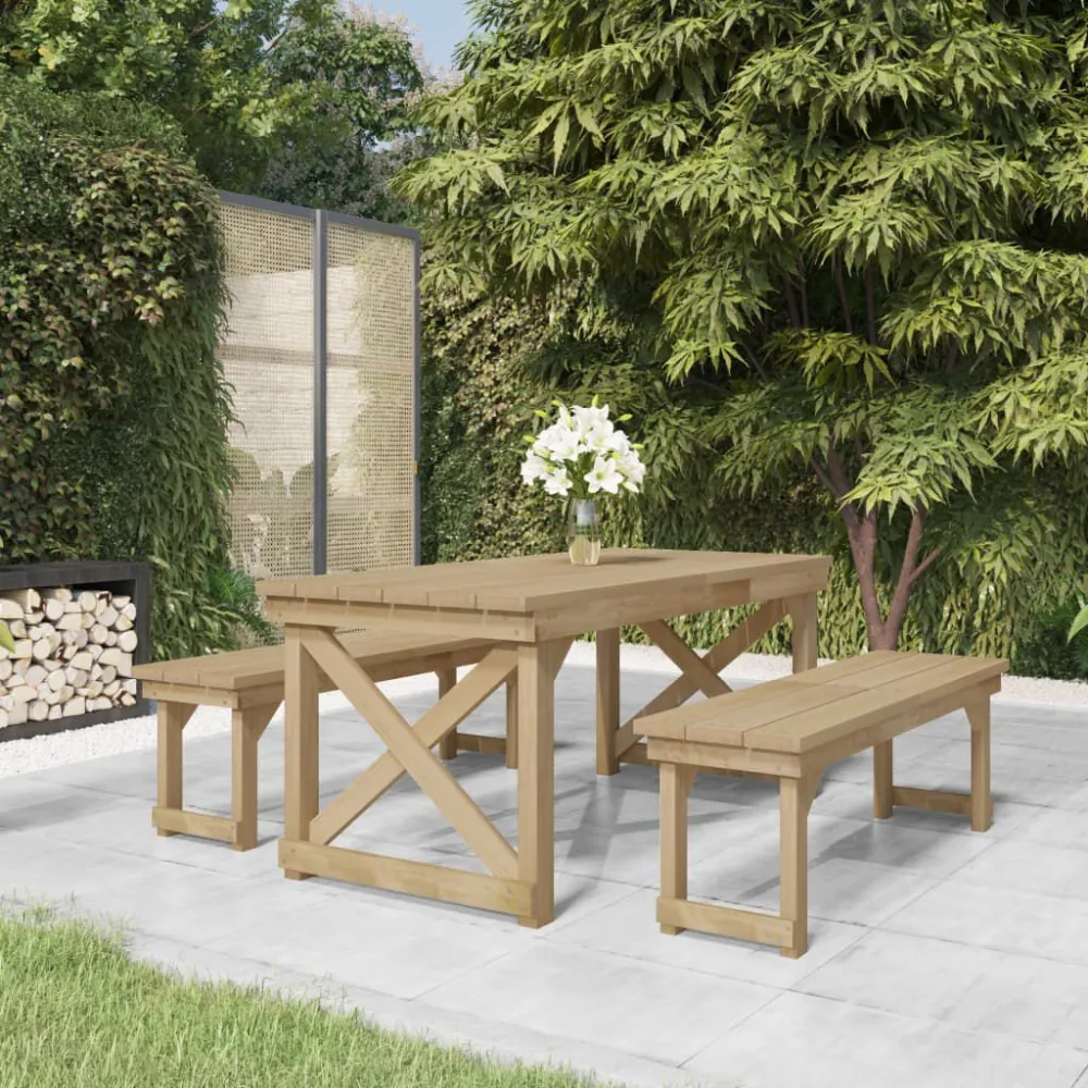 Conjunto de Jantar para 3 pcs conjunto de jantar para jardim pinho impregnado maciço