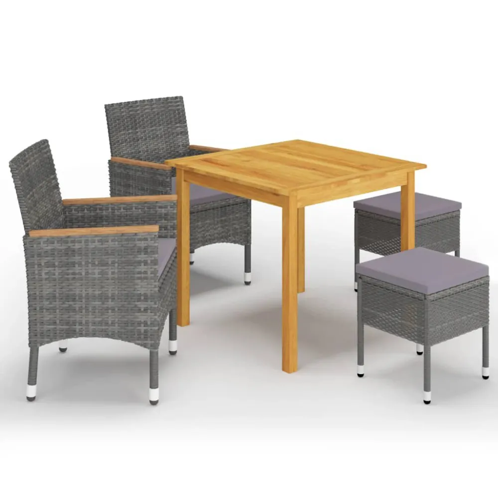Conjunto de Jantar para 5 pcs conjunto de jantar para jardim cinzento