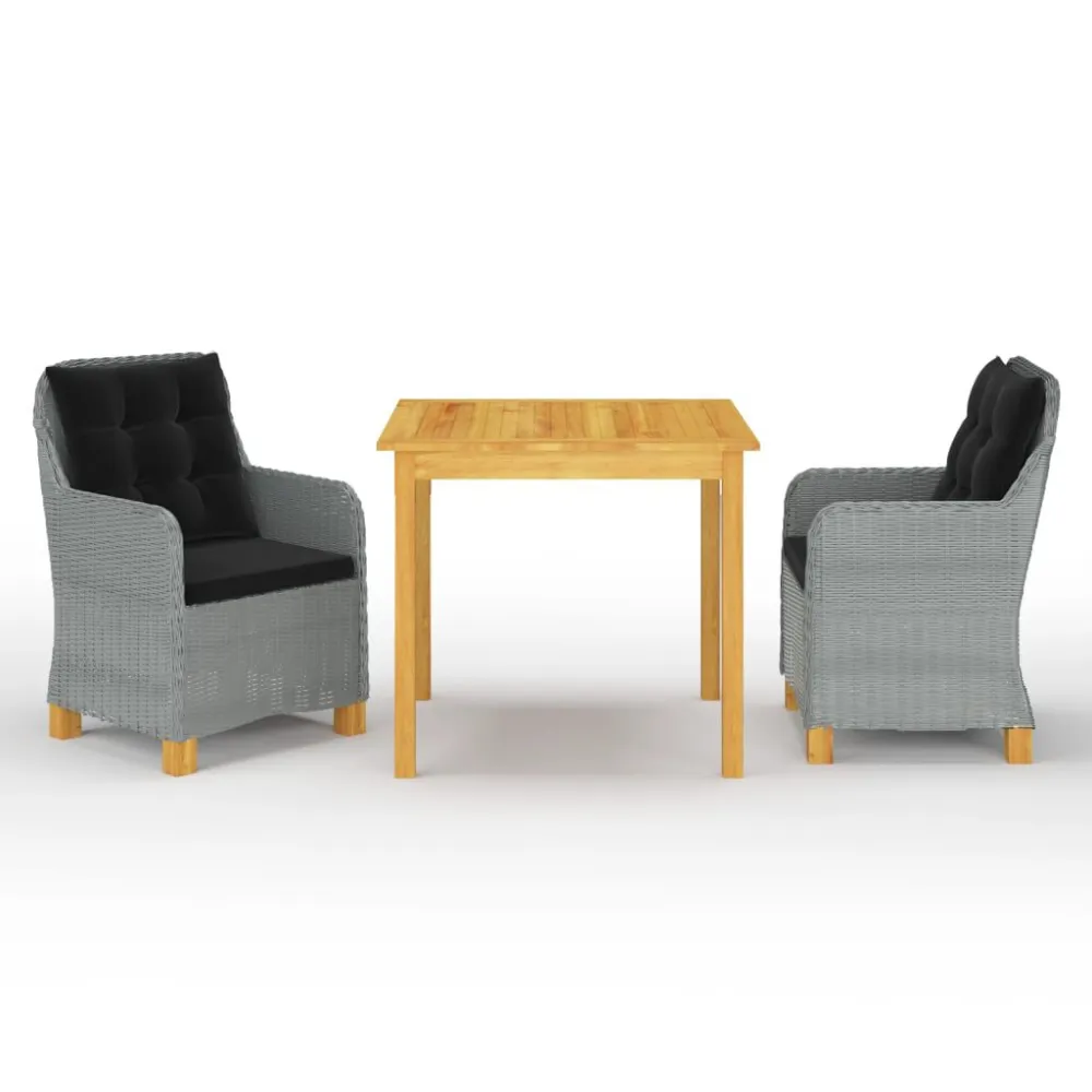Conjunto de Jantar para 3 pcs conjunto de jantar para jardim cinzento-claro