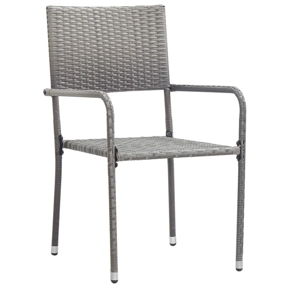Conjunto de Jantar para 3 pcs conjunto de jantar para jardim vime PE cinzento