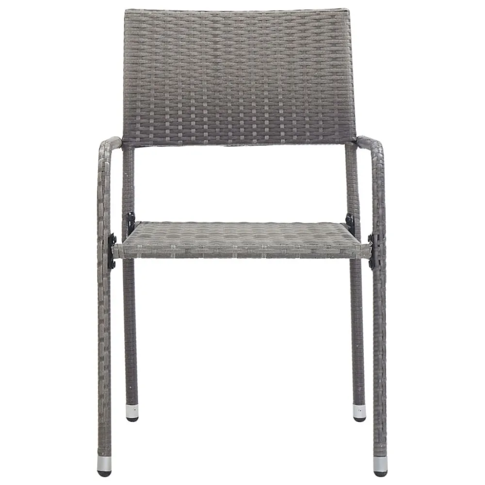 Conjunto de Jantar para 3 pcs conjunto de jantar para jardim vime PE cinzento