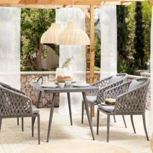 Conjunto de jardim cinzento com 4 lugares LIPARI | Confortável | Durável