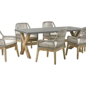 Conjunto de jardim cinzento mesa com 6 cadeiras OLBIA para Áreas de Lazer