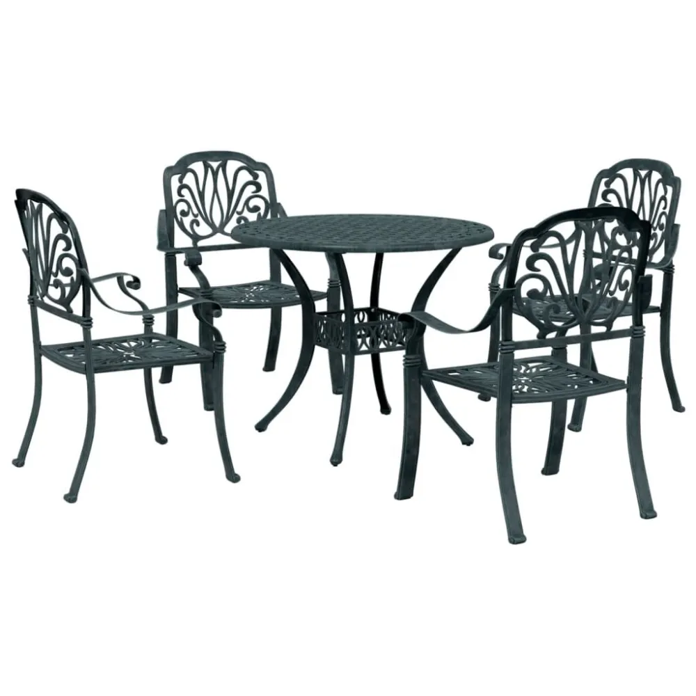 Conjunto de Jardim 5 pcs conjunto de jantar para jardim alumínio fundido verde