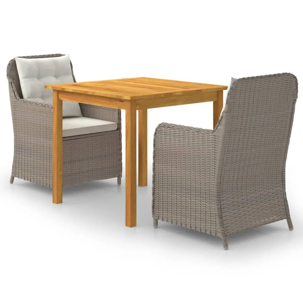 Conjunto de Jardim 3 pcs conjunto de jantar para jardim castanho