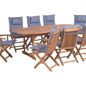 Conjunto Modular para Conjunto de jardim em madeira de acácia para 8 pessoas e almofadas azul MAUI