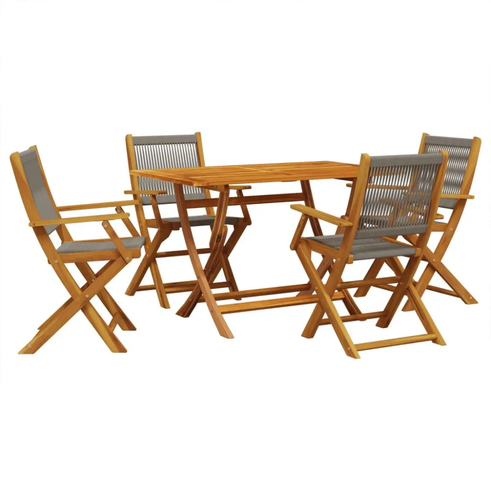Conjunto Modular para 5 pcs conj. jantar para jardim polipropileno/madeira maciç cinza