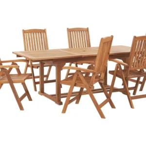 Conjunto Premium de Conjunto de refeição de jardim 6 lugares em madeira de acácia JAVA