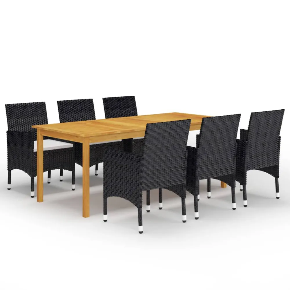 Conjunto Premium de 7 pcs conjunto de jantar para jardim preto