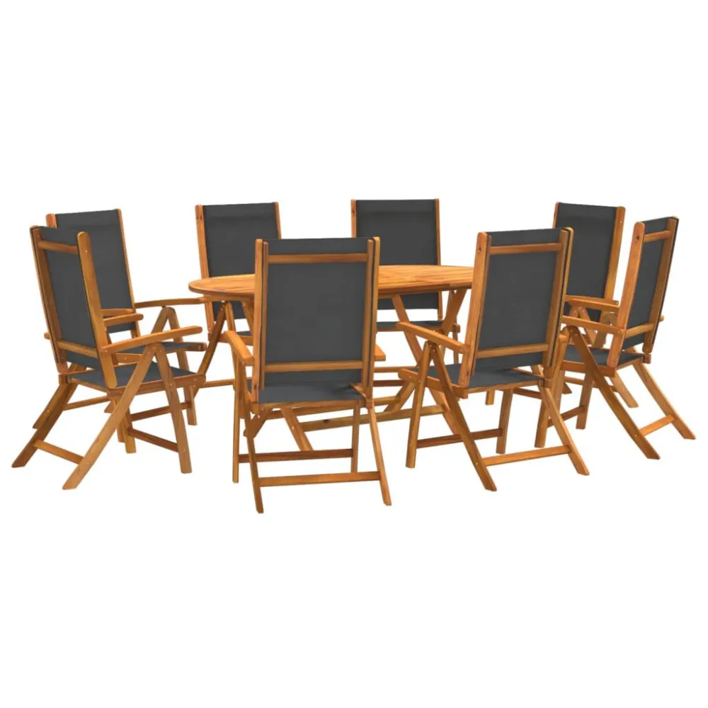 Conjunto Premium de 9 pcs conjunto de jantar para jardim acácia maciç e textilene
