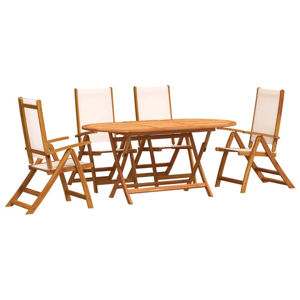 Conjunto Premium de 5 pcs conjunto de jantar para jardim acácia maciç e textilene