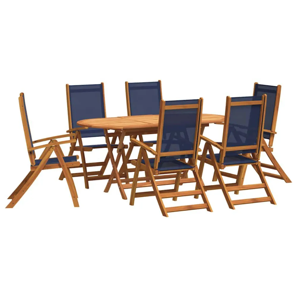 Conjunto Premium de 7 pcs conjunto de jantar para jardim acácia maciç e textilene