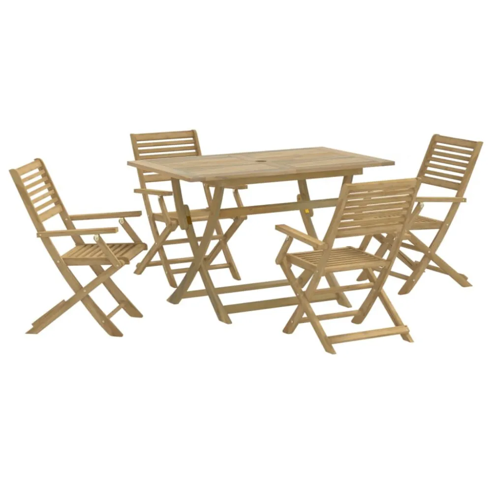Conjunto de Rattan Sintético Conjunto de jantar para jardim 5 pcs madeira de acácia maciç
