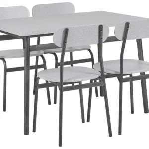 Conjunto de Rattan Sintético Conjunto de refeição 4 lugares cinzento e preto VELDEN