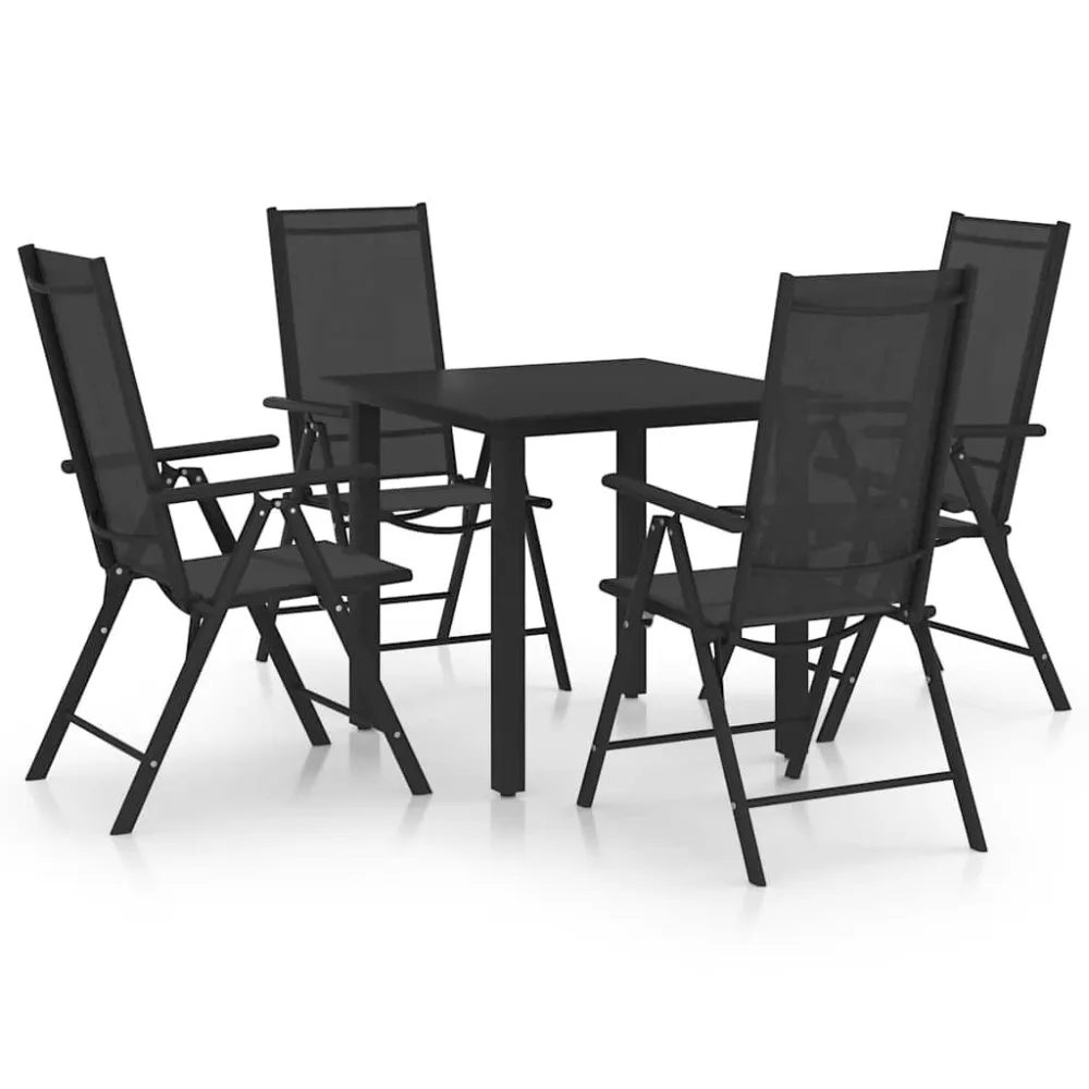 Conjunto de Rattan Sintético 5 pcs conjunto de jantar para jardim alumínio preto