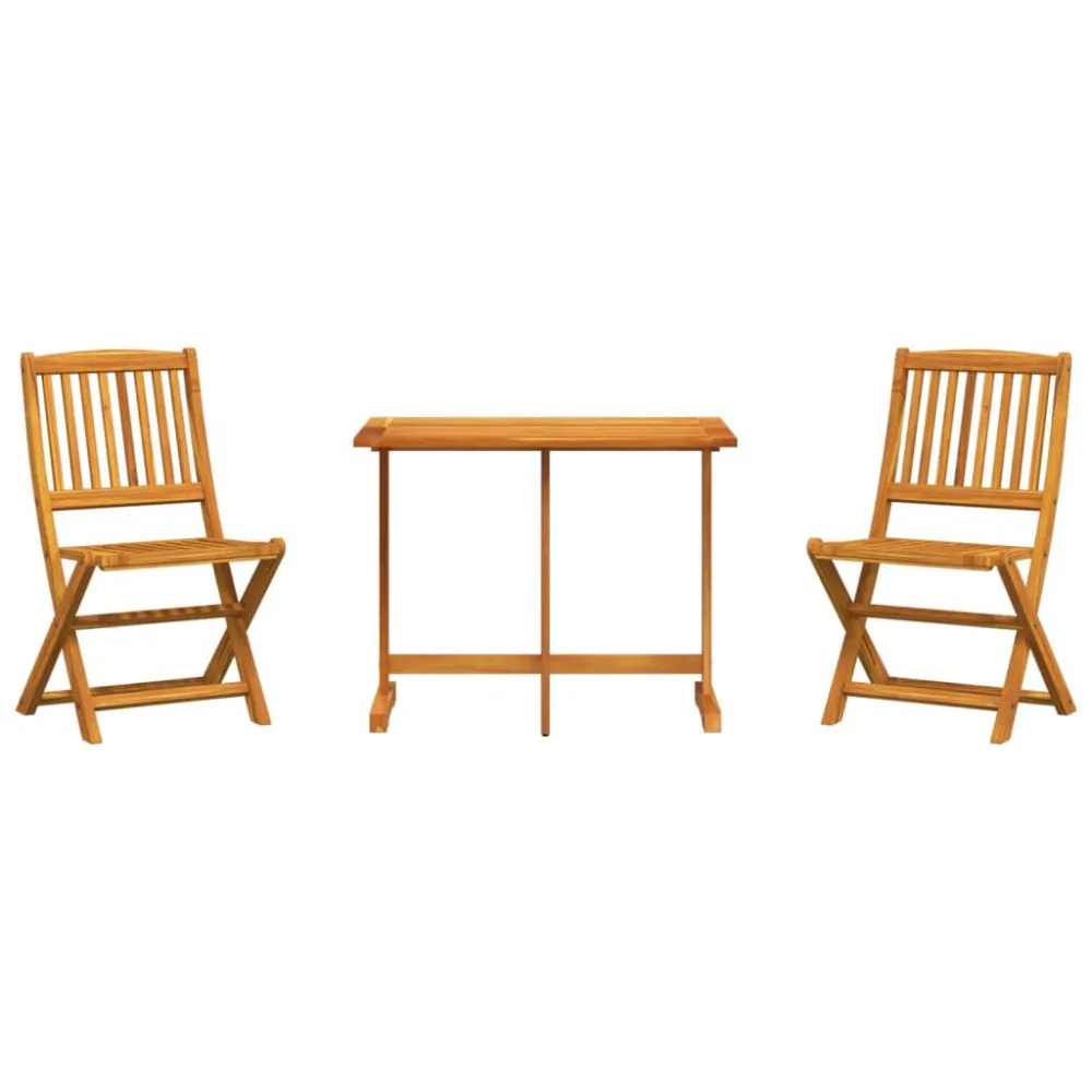 Conjunto de Rattan Sintético 3 pcs conjunto jantar dobrável para jardim madeira acácia maciç