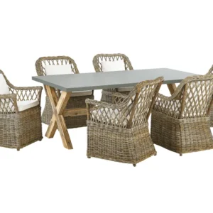 Conjunto de refeições de jardim de 6 lugares em rattan cor genuíno MAROS/OLBIA