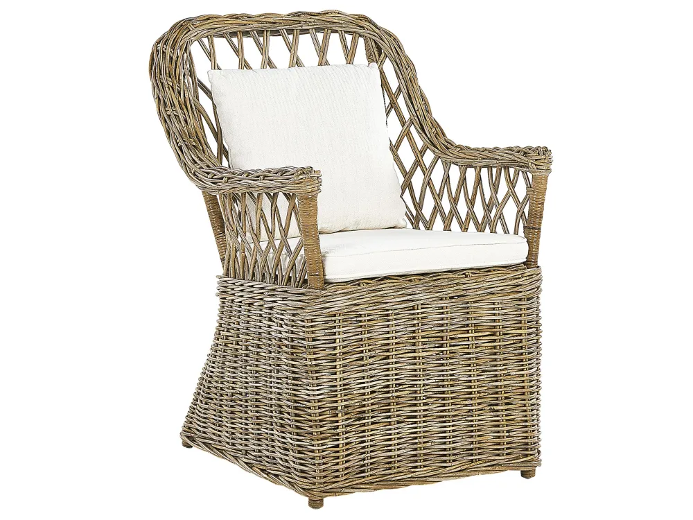 Conjunto de refeições de jardim de 6 lugares em rattan cor genuíno MAROS/OLBIA