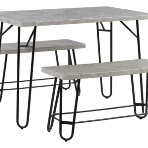 Conjunto de refeições de 4 lugares cinzento e preto KEMPTON Fácil Manutenção