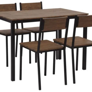 Conjunto de refeição 4 lugares castanho sombrio e preto HAMRY